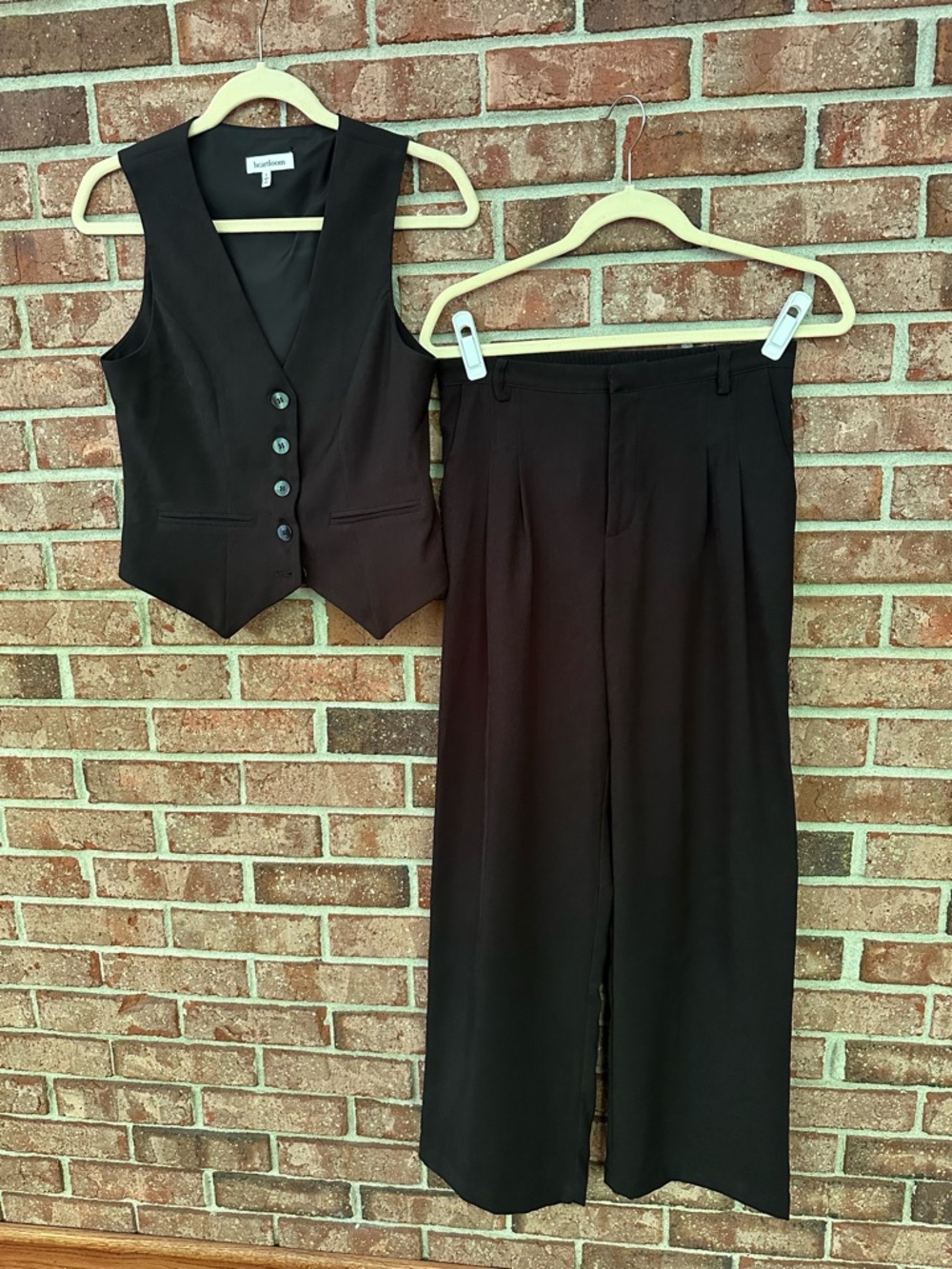 Heartloom Black Women's Dress Vest and Trousers Set, both pieces Size Small